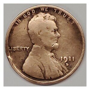 1911-D 1¢ LINCOLN WHEAT CENT COIN, LOW-MINTAGE, EXTREMELY RARE PENNY